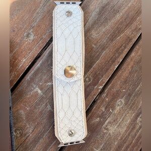 Ivory snakeskin on cream Leather Apple Watch Band similiar 2 sparkle